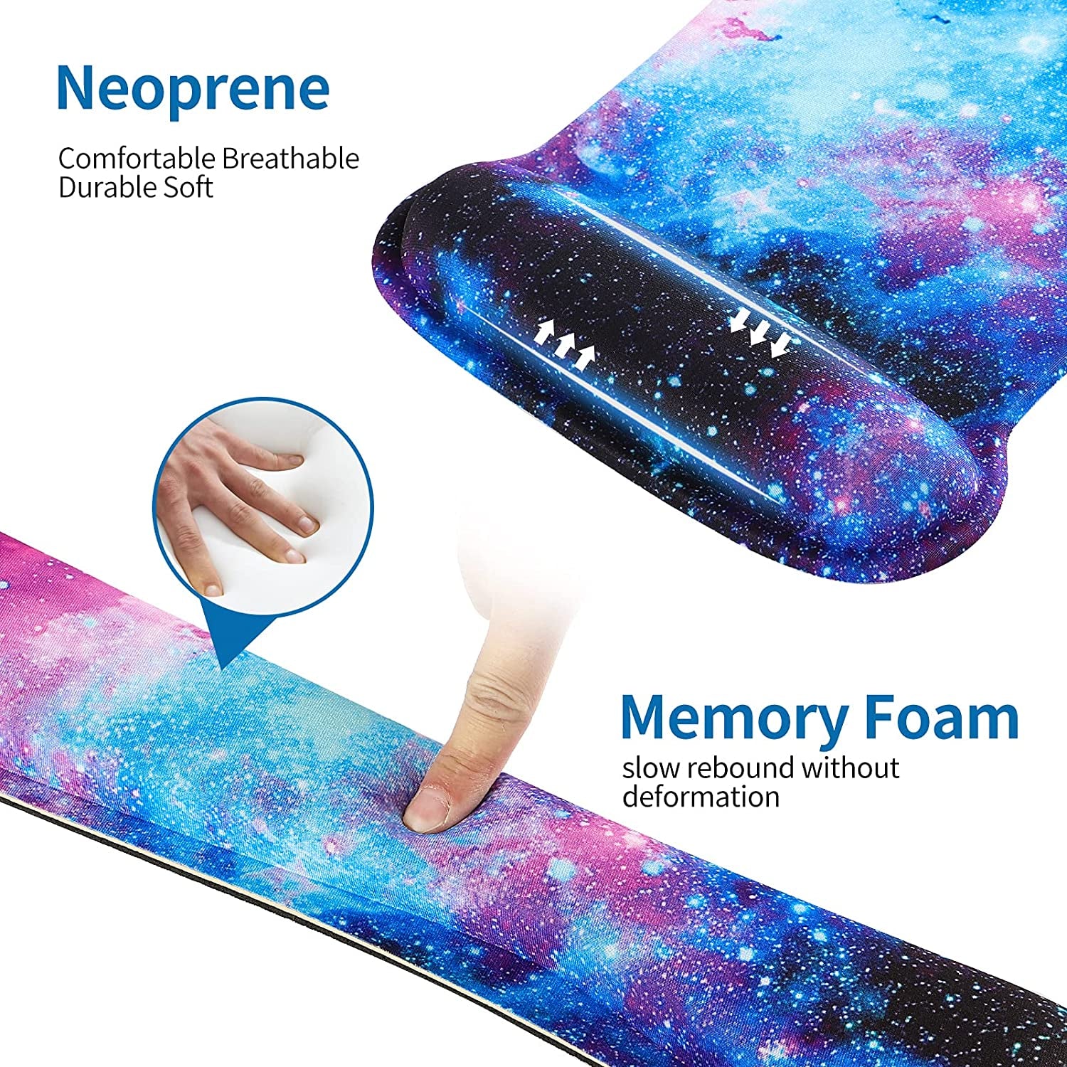 Ergonomic Keyboard and Mouse Wrist Rest Support Set for Enhanced Comfort and Pain Relief (Galaxy)