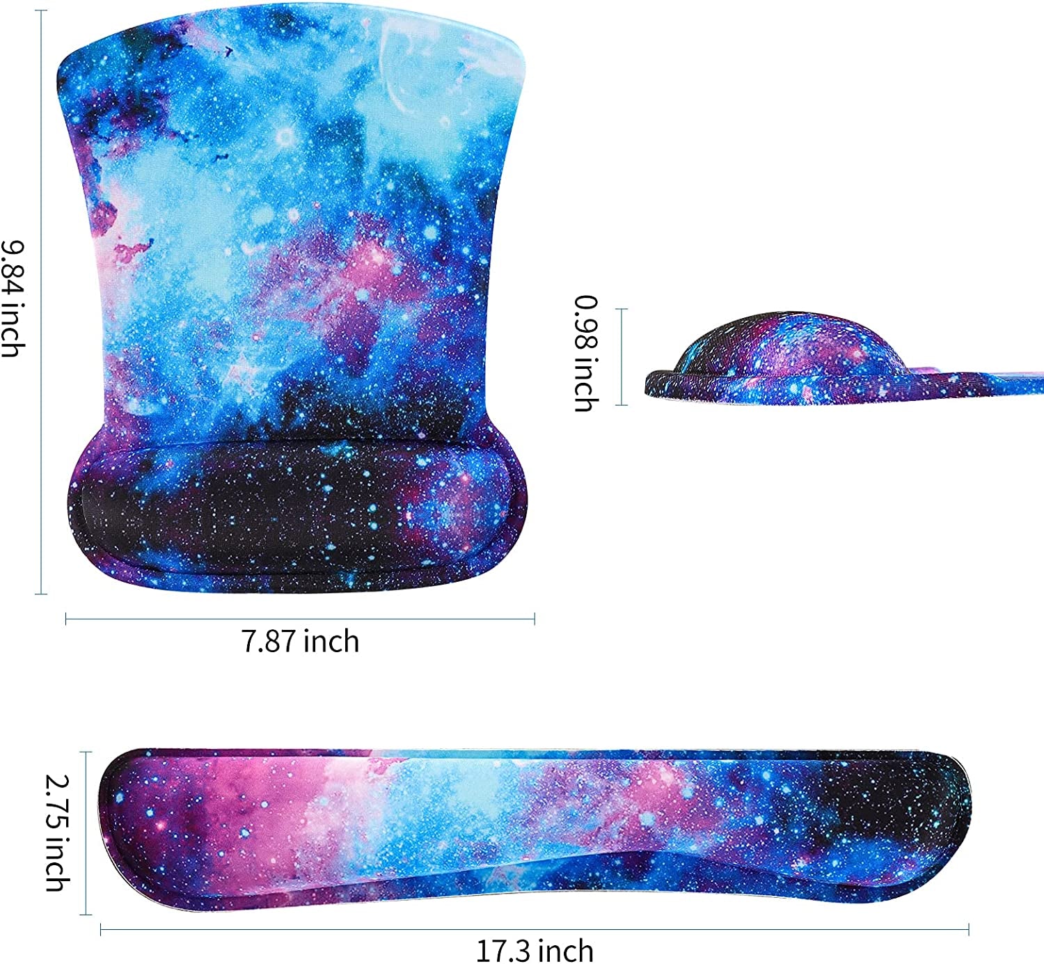Ergonomic Keyboard and Mouse Wrist Rest Support Set for Enhanced Comfort and Pain Relief (Galaxy)